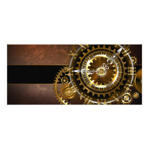 Panfleto Relógio steampunk com engrenagens antigas