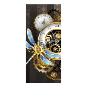 Panfleto Relógio Steampunk com Libélula Mecânica