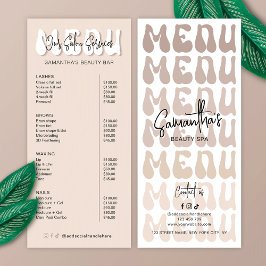 Panfleto Retro Beige Groovy Makeup Artist Salon Price List