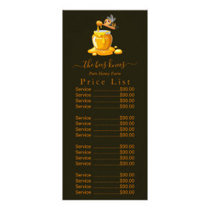 Panfleto Rótulo de Mel de Abelha Preta Texto Dourado Metáli