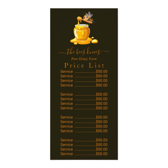 Panfleto Rótulo de Mel de Abelha Preta Texto Dourado Metáli (Frente)