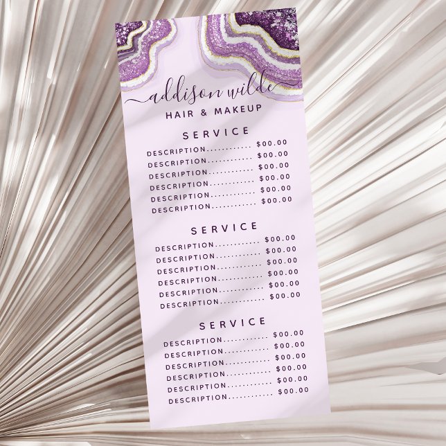 Panfleto Roxo Âmbar Brilho Ágata Geodo Luxo Chic (Criador carregado)