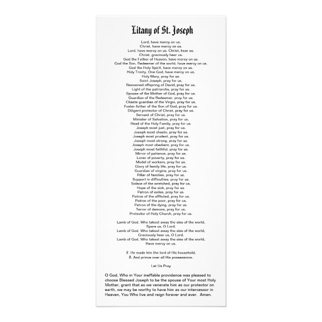 Panfleto Rua. Joseph (Detalhe; DT 01) Rack Card com Litany (Verso)