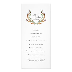 Panfleto Rustic Antler & Greenery Watercolor Casamento