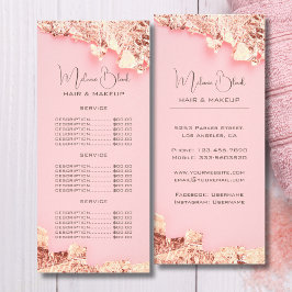 Panfleto Salão de Beleza Cabelo-Maquiagem Folha de Ouro Ros