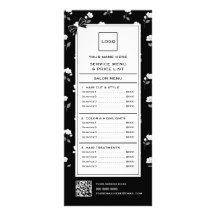 Salão de Cabelo Floral Preto e Branco Cabeleireiro