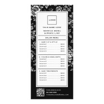 Salão de Cabelo Floral Preto e Branco Elegante