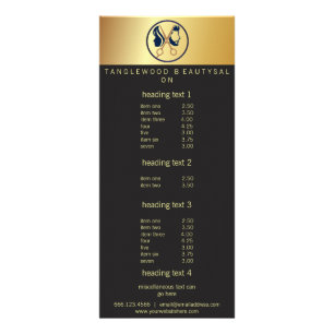 Panfleto Salão de Cabelos Unissex Preto e Dourado Elegante