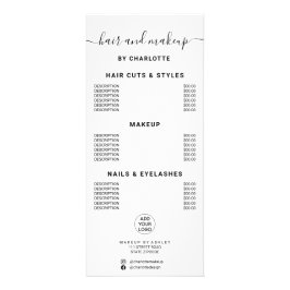 Panfleto Salão de maquiagem para cabelos de caligrafia bran