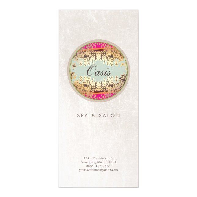 Panfleto Salão Elegante e Cosmetologia Ornamentado e Spa (Frente)