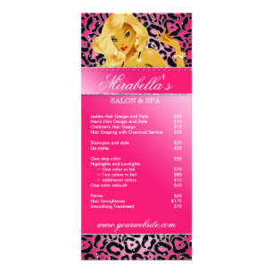 Panfleto Salon Rack Card Jewelry Tanning Pink Sparkle Bla