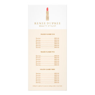 Panfleto Sequin Lipstick Logo Makeup Artist Price List
