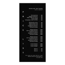 Panfleto Serviço de Lista de Preços do Salão Negro Minimali