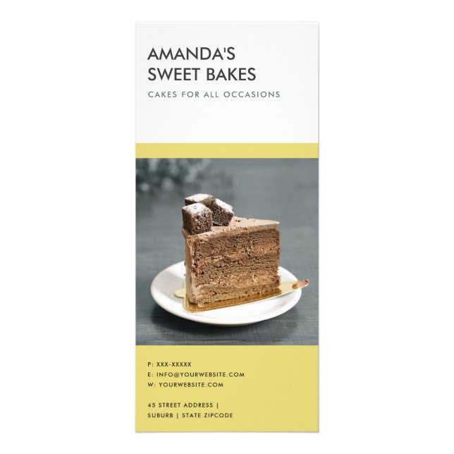 PANFLETO SERVIÇO DE PREÇO DE BAKERY NEGRO AMARELO MODERNO (Verso)