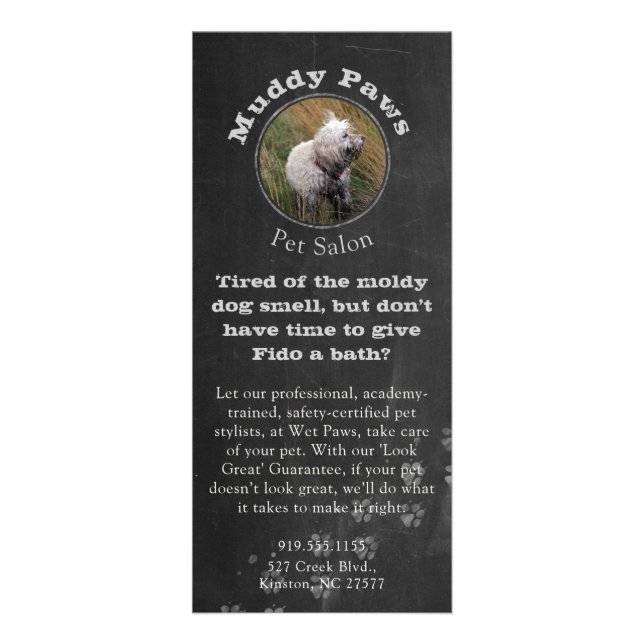 Panfleto Serviços de Higiene Canina em Quadro Negro (Frente)