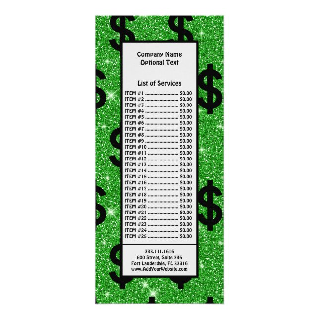 Panfleto Sinal de Dólar Preto Dinheiro Empreendedor Wall St (Frente)