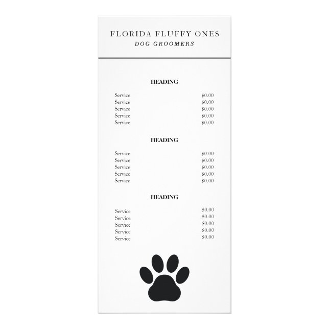 Panfleto Suporte de Lista de Preços de Serviços de Impressã (Frente)