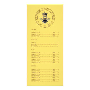 Panfleto Tabela de preços dourada dos produtos da abelha d