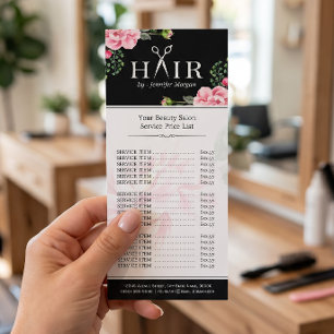 Panfleto Tesoura de Corte de Cabelo Logo Lista de Preços Fl