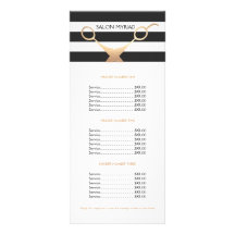 Tesoura Lista de Preços do Salão em Escala Preta e