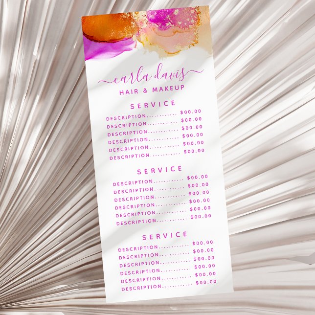 Panfleto Tinta Alcoólica Rosa Laranja Script Assinatura (Criador carregado)