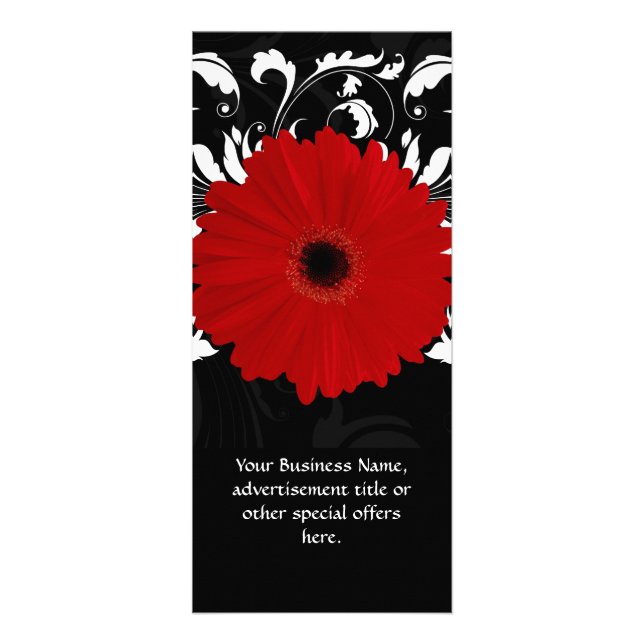 Panfleto Vermelho brilhante Gerbera Daisy em preto (Frente)