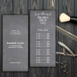 Panfleto Vintage chalkboard barber compra espirais brancas