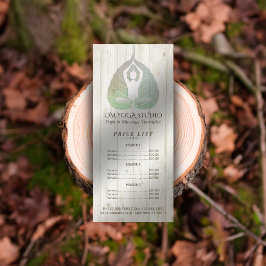 Panfleto YOGA Studio Price List Meditação Pose Bodhi Leaf