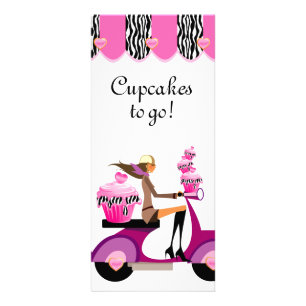 Panfleto Zebra rosa Patinete Cupcake
