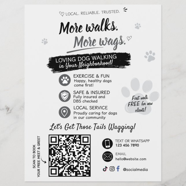 Panfletos de Código QR para Negócios de Passeio de (Frente)