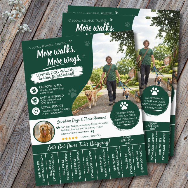 Panfletos de Negócios de Cães de Pet Sitter  (Dog Walking Business Flyers QR Code)