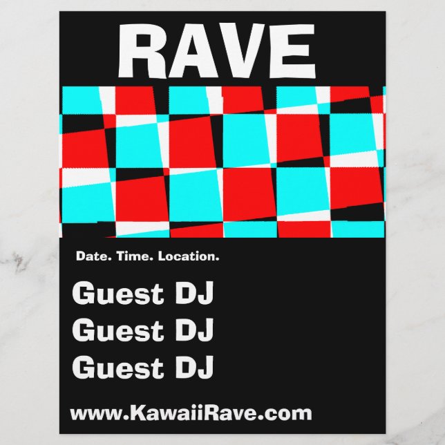 Panfletos de Rave Personalizados Funky Xadrez (Frente)