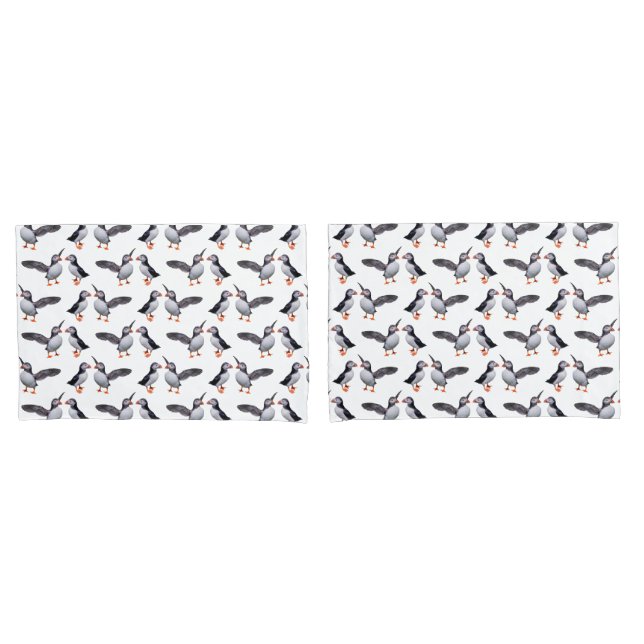 Pano de fronha Puffin Frenzy (escolha a cor) (Frente - conjunto)