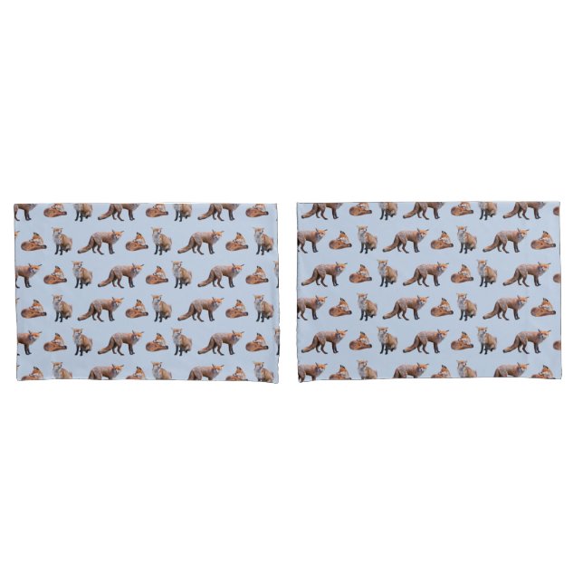 Pano de fronha Red Fox Frenzy (Azul Claro/Escuro) (Frente - conjunto)