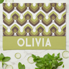 Pano De Prato 70s Bold Modern Retro Ogee Motif in Greens