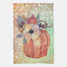 A floral de abóbora e a renda caem elegantes verde