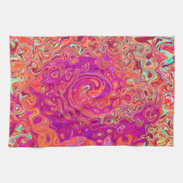 Pano De Prato Abstrato de Retro Coral e espiral de mármore roxo