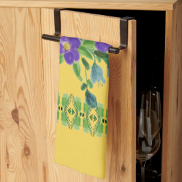 Pano De Prato Amarelo Profundo com Floral