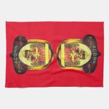 Anúncio do fogão de bolota vermelho marrom