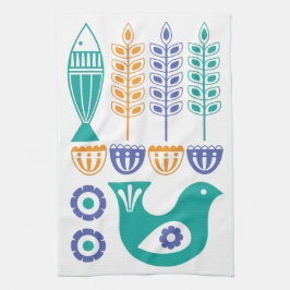 Pano De Prato Aves, Peixes e Flores escandinavos