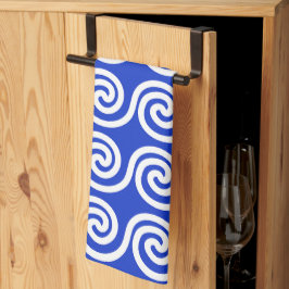 Pano De Prato Azul Padrão de Ondas Chave Meander Grego