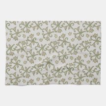 Beige and Sage Green Elegant Floral Vines Patten
