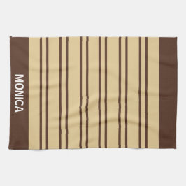 Pano De Prato  Beige &Brown Stripes Pattern monogram Name