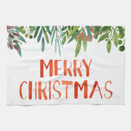 Pano De Prato Belo "Feliz Natal" Berry e Branches 
