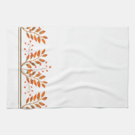 Pano De Prato Berries Rowan Vermelho e Folhas Douradas