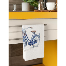 Pano De Prato Bicicleta Azul Delft Charme Floral Cottage