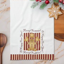Pano De Prato Biscoito de Natal da Faixa Vermelha Homem de Pão d