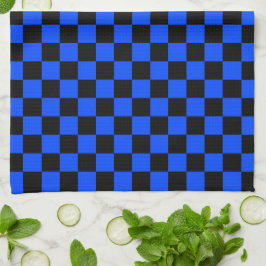 Pano De Prato Blue and black checkerboard pattern