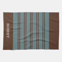 Pano De Prato  Blue &Brown Abstract Pattern Monogram name