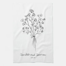 Boho Flower Line Art Desenho Personalizado Casamen